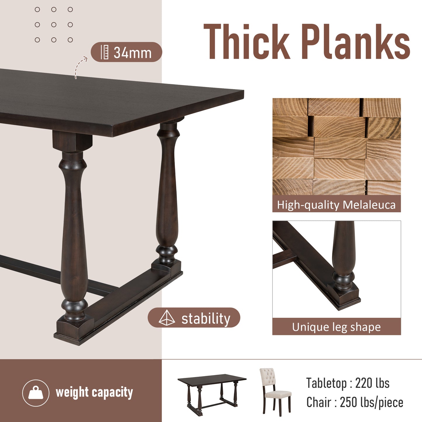 upholstered 6-piece dining table set