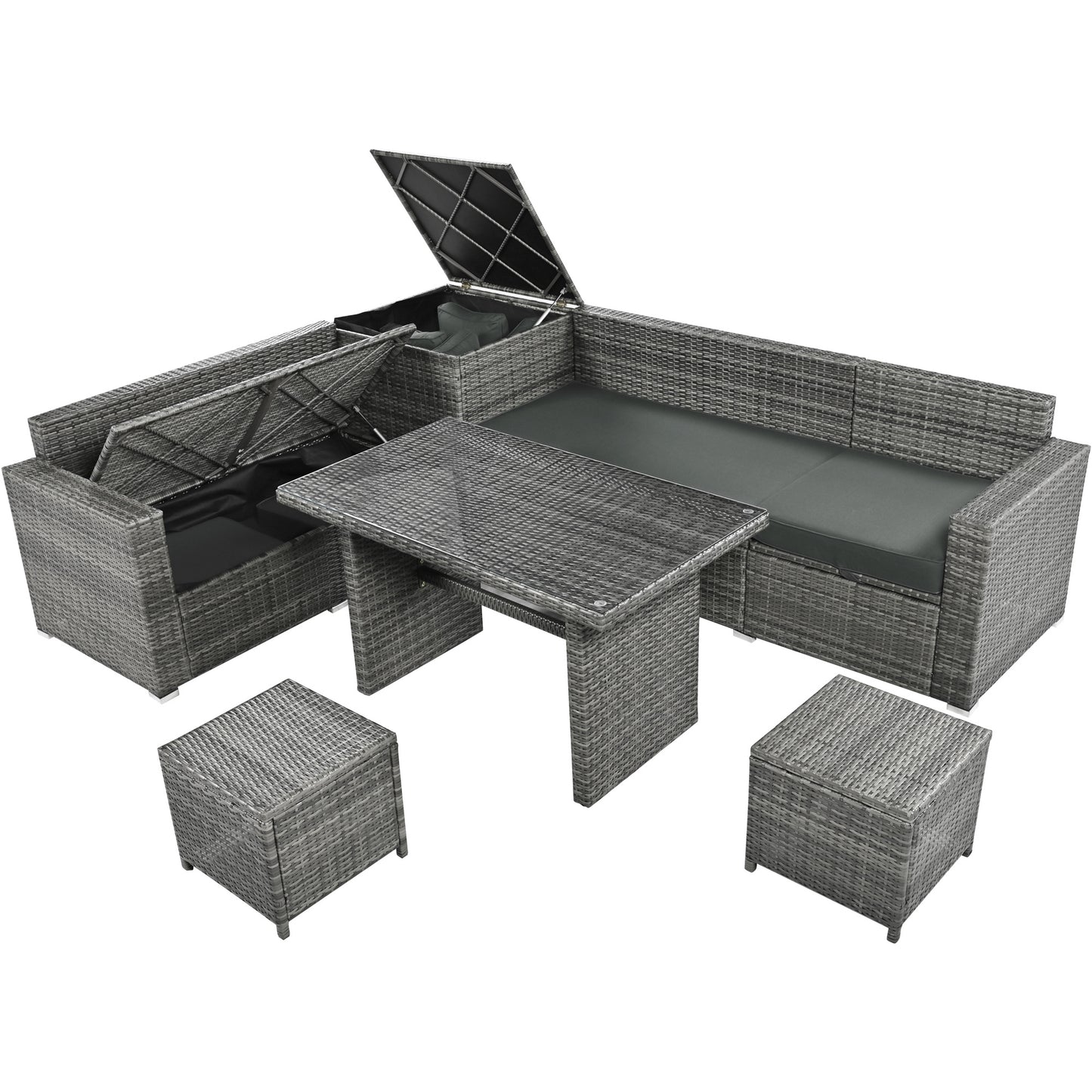 outdoor 6-piece all weather pe rattan sofa set