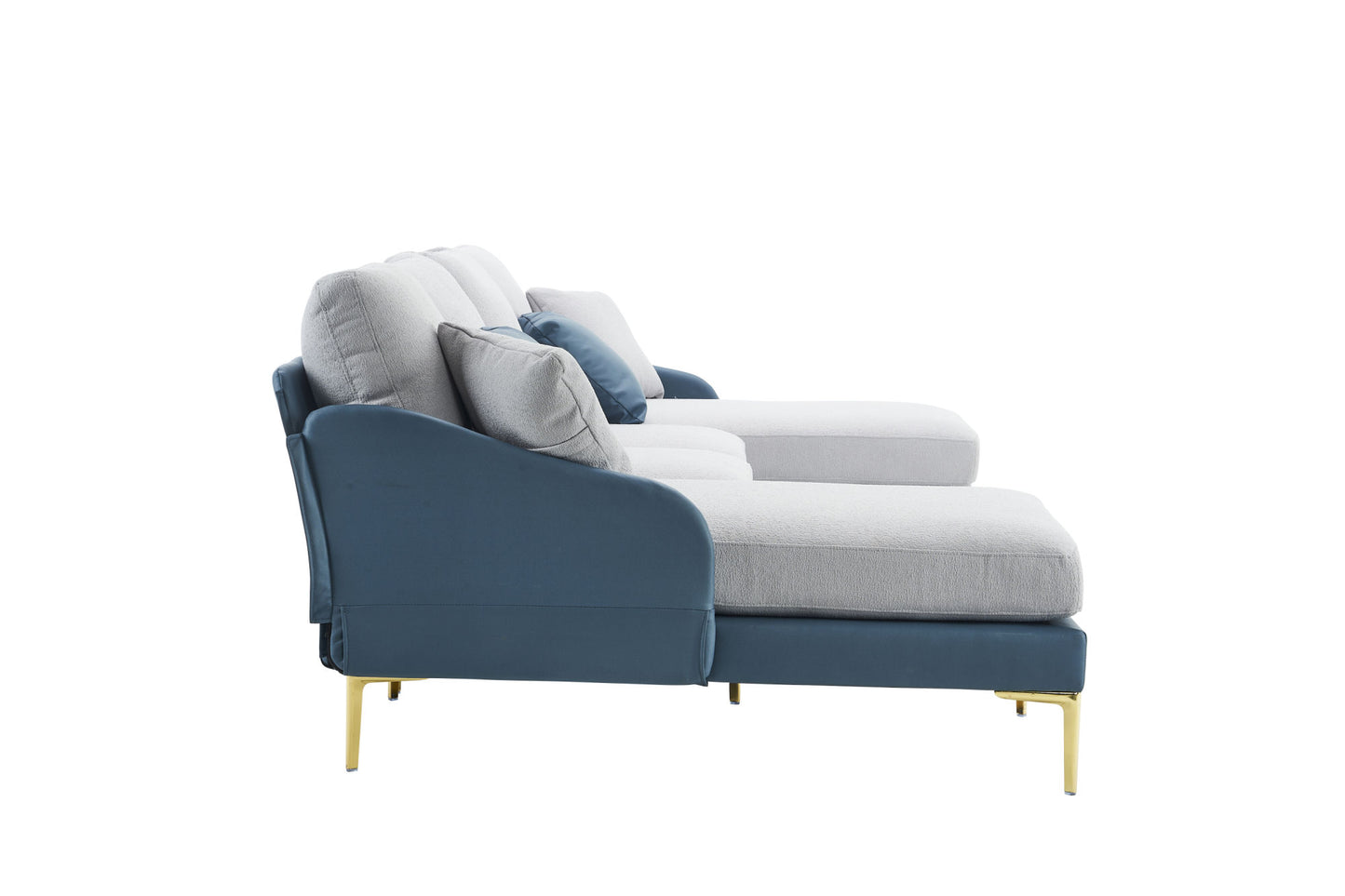 holly comfy sectional, blue+light grey
