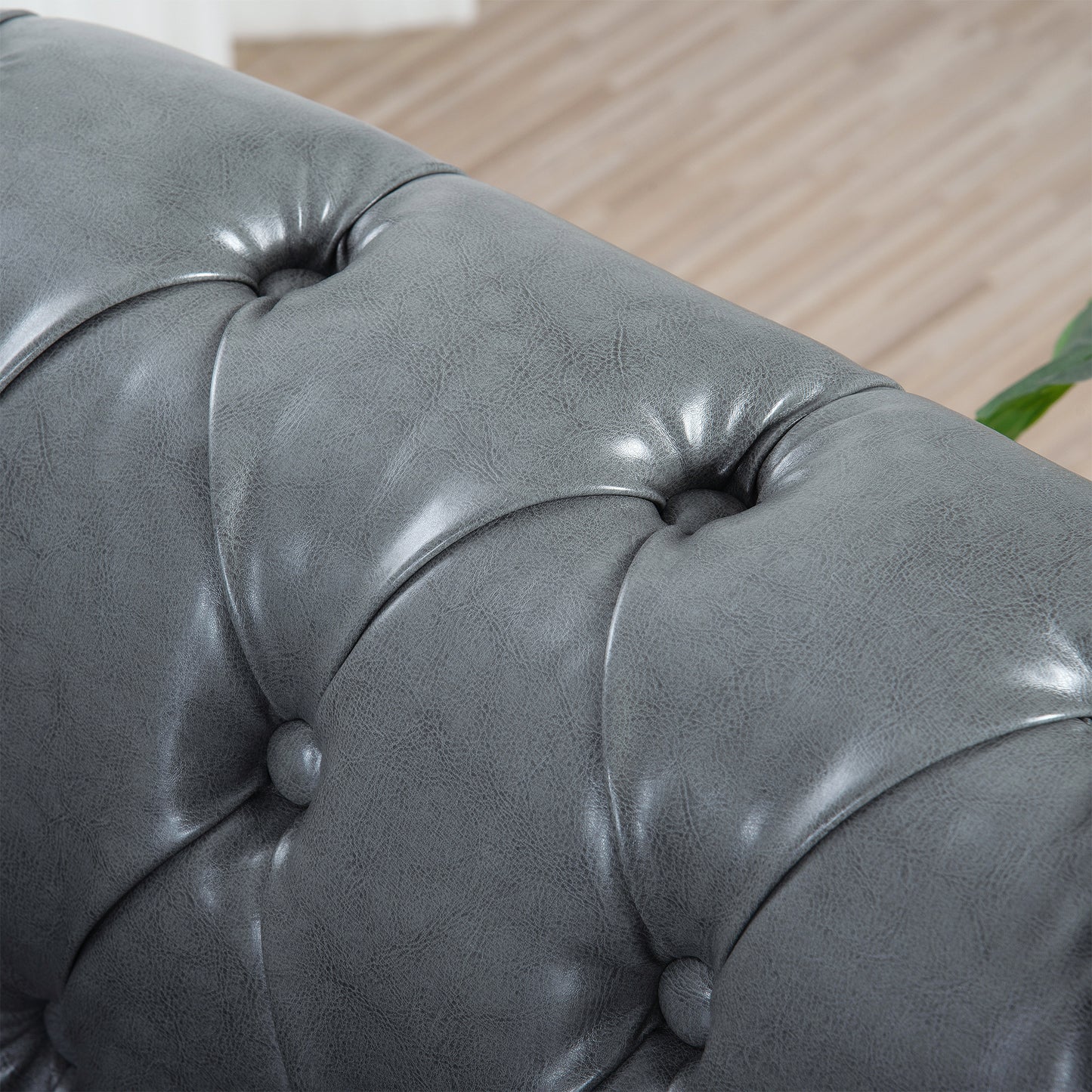 84.65" rolled arm chesterfield 3 seater sofa.