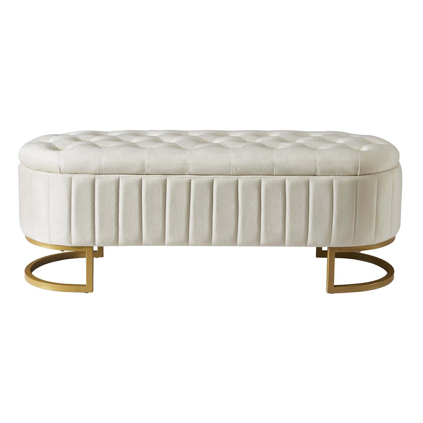 upholstered led platform bed with storage ottoman