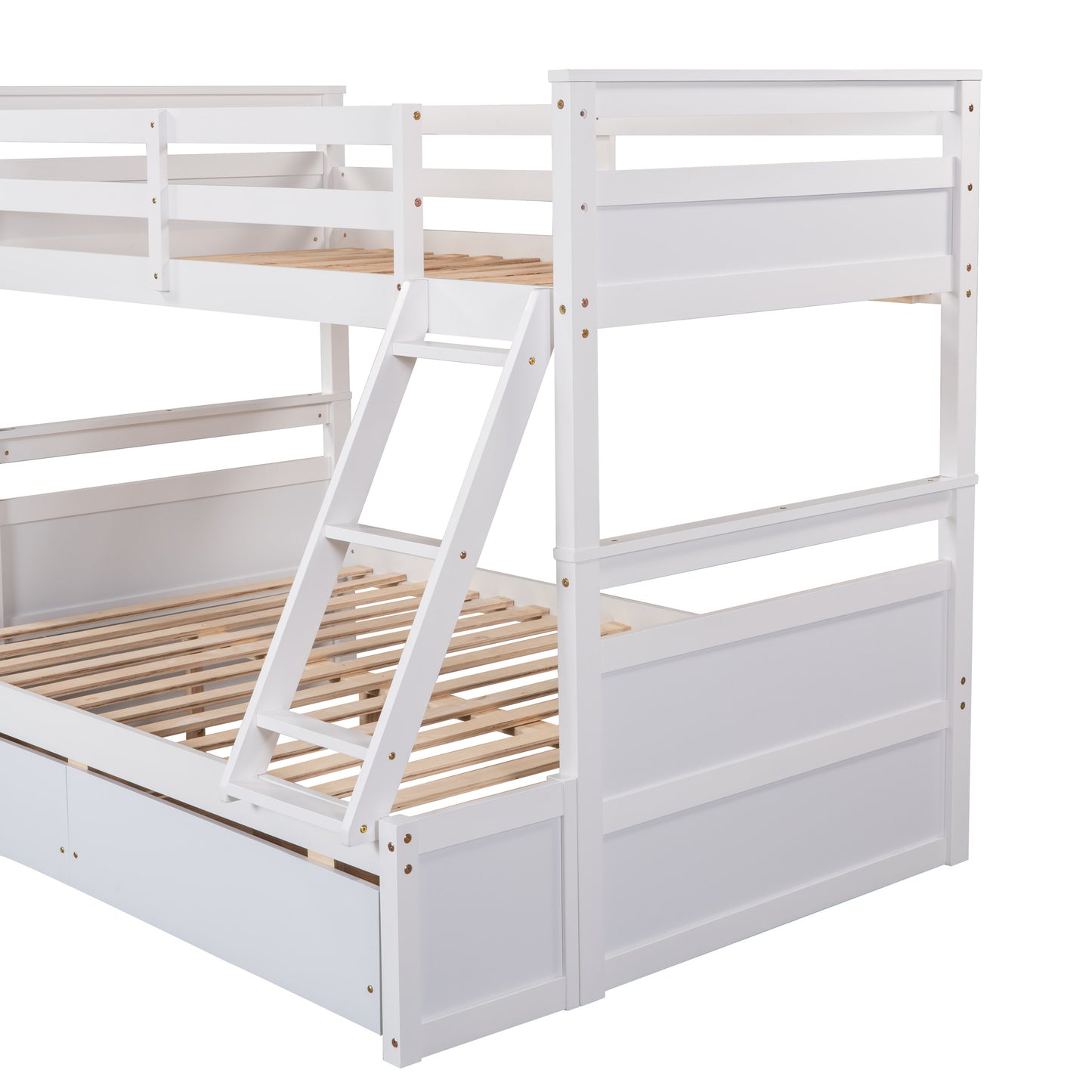 twin over full bunk bed with storage - white