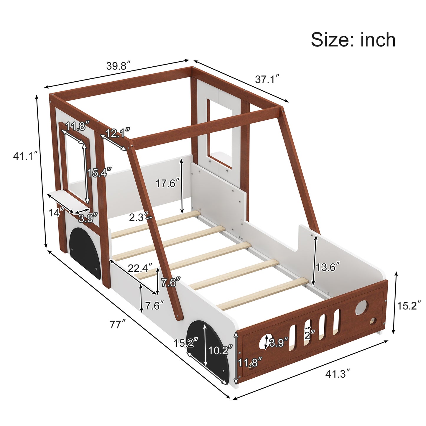 fun play design twin size car bed, white+ orange