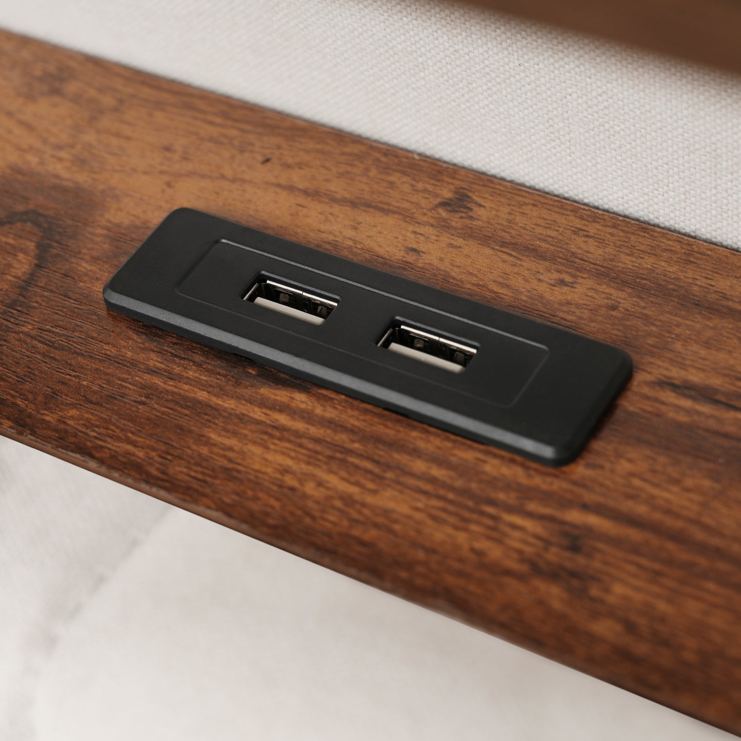 jody upholstered platform bed with a hydraulic storage system, led and usb charging,