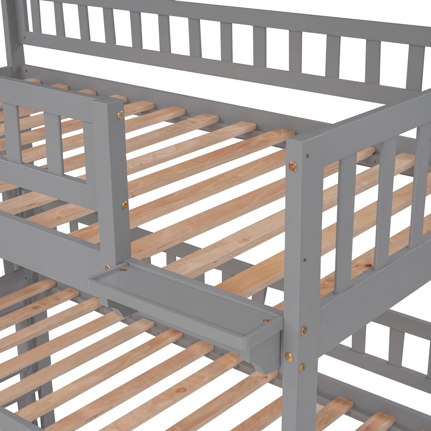 twin-over-twin-over-twin triple bed with built-in ladder and slide