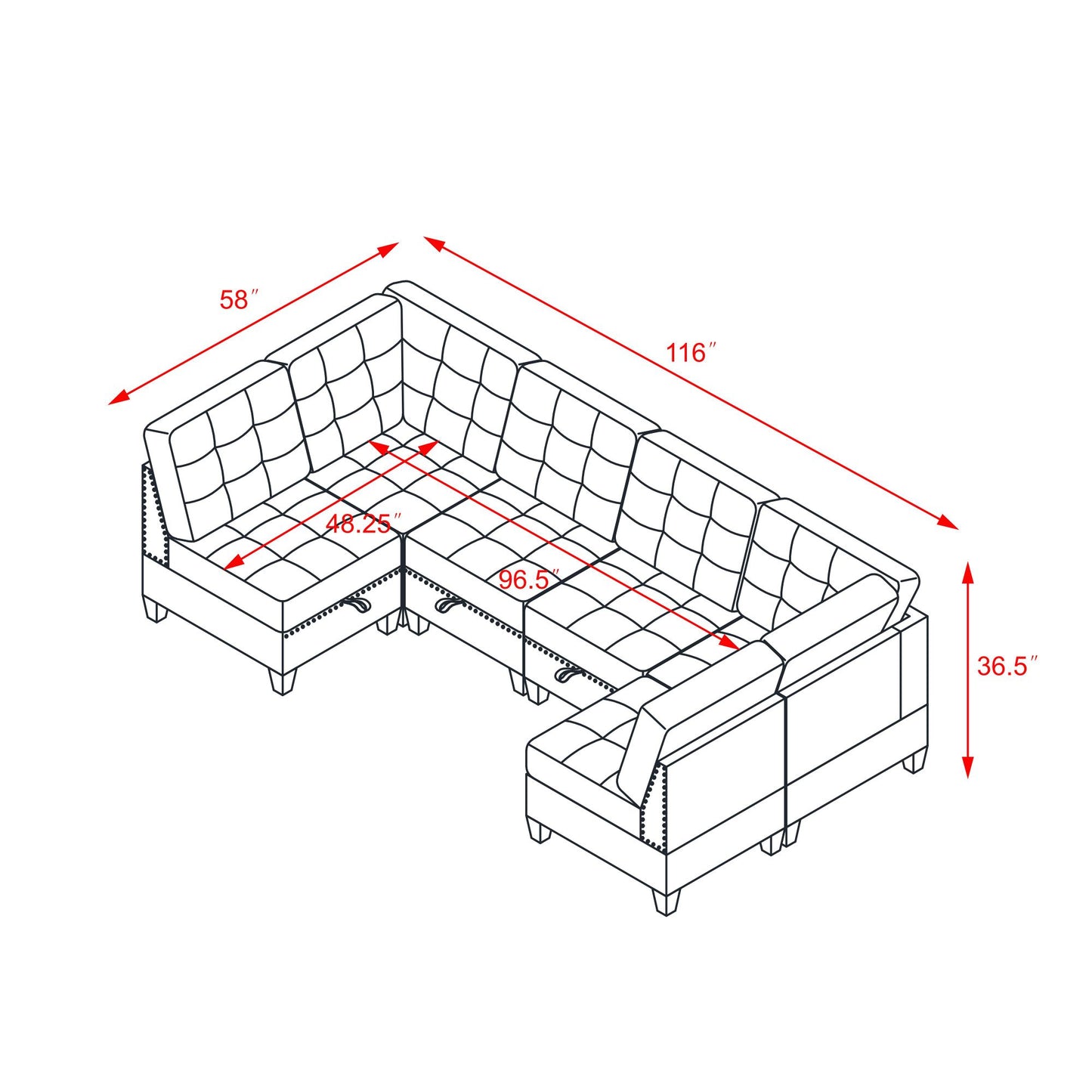 shelby u shape modular sectional sofa