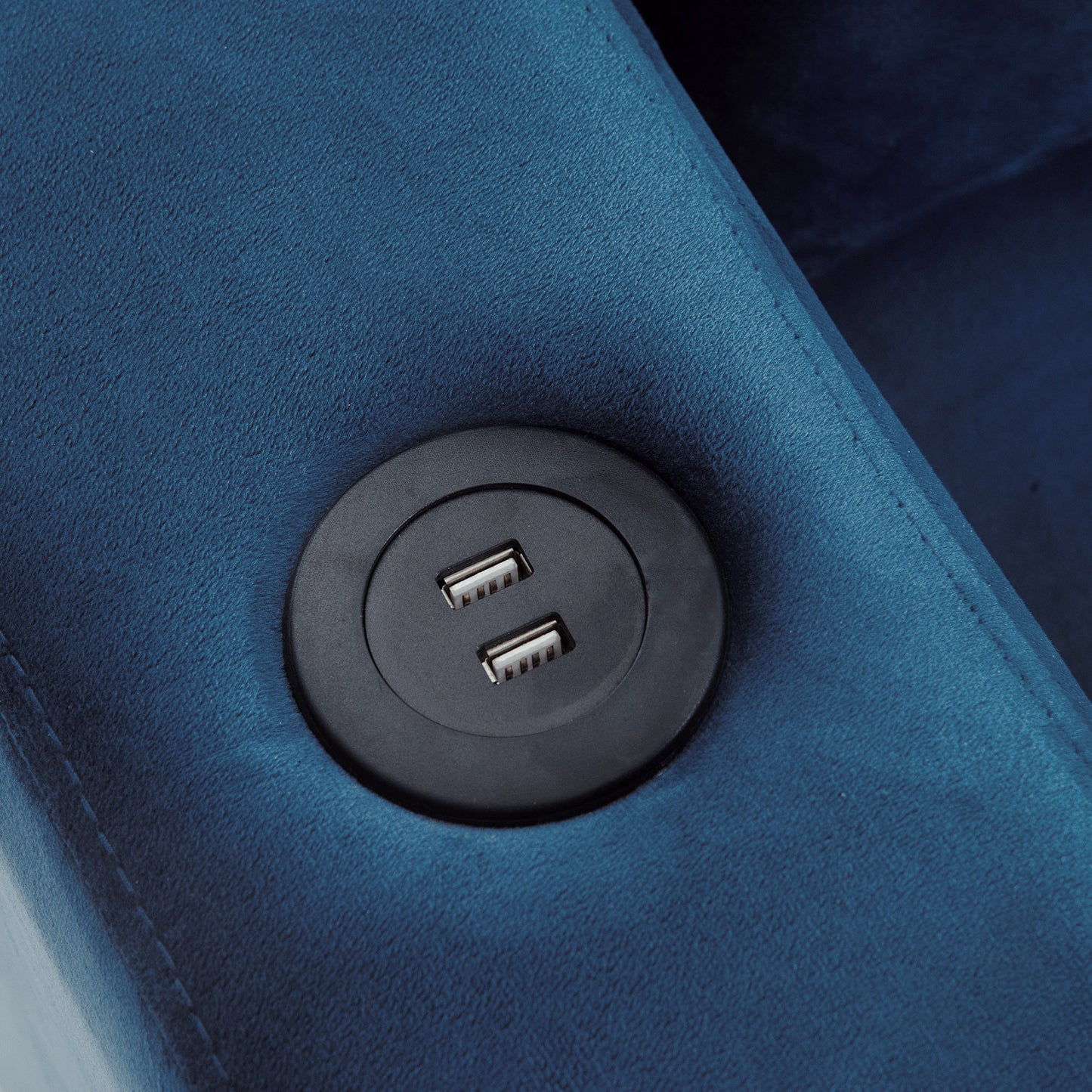 modern l shape sectional sofa with usb charging port, navy