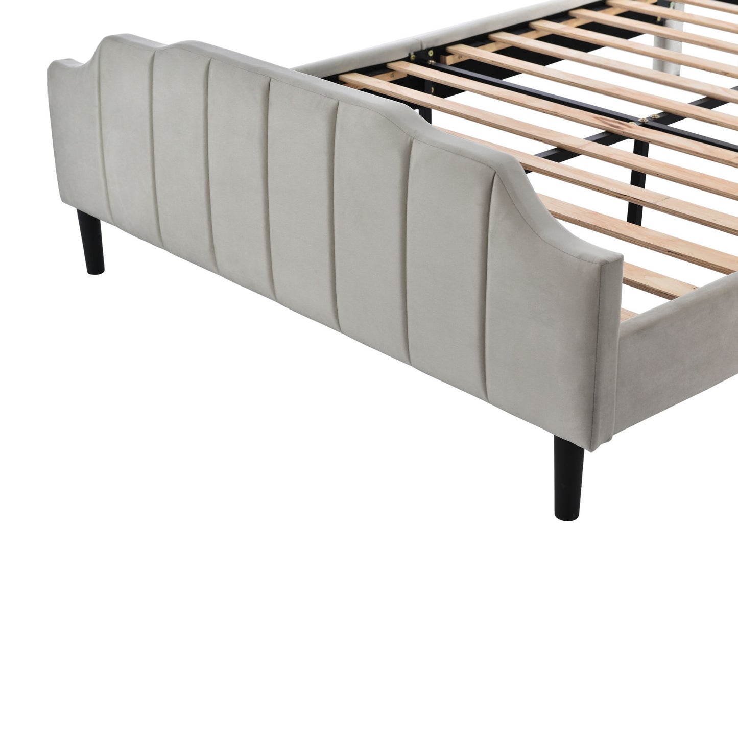 geyser velvet upholstered platform bed gray