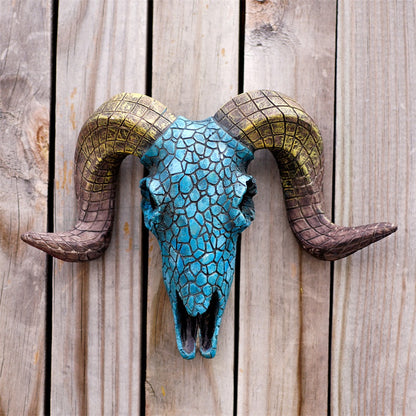 Retro three-dimensional turquoise blue sheep head wall hanging ornament