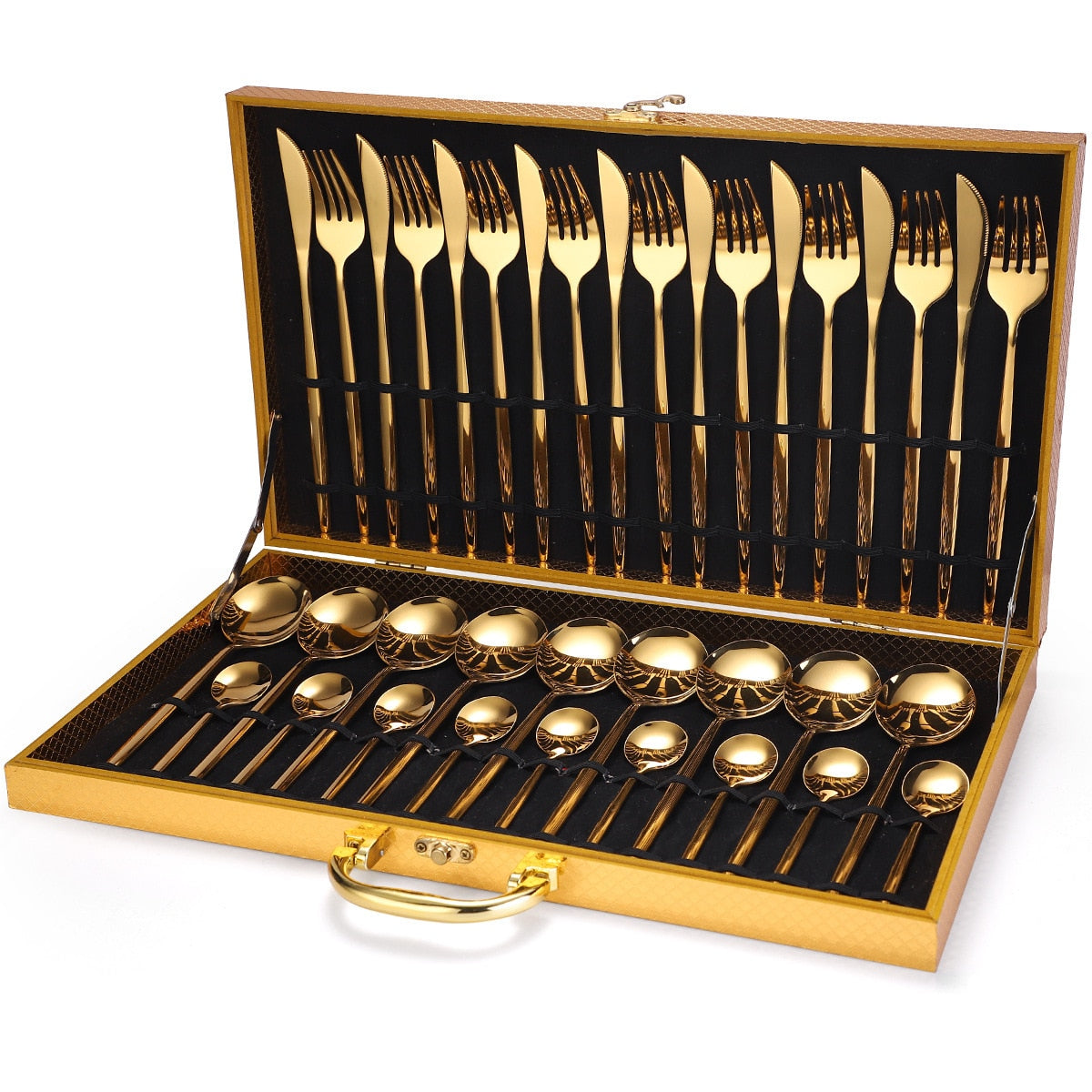 24pcs gold dinnerware set stainless steel gift box