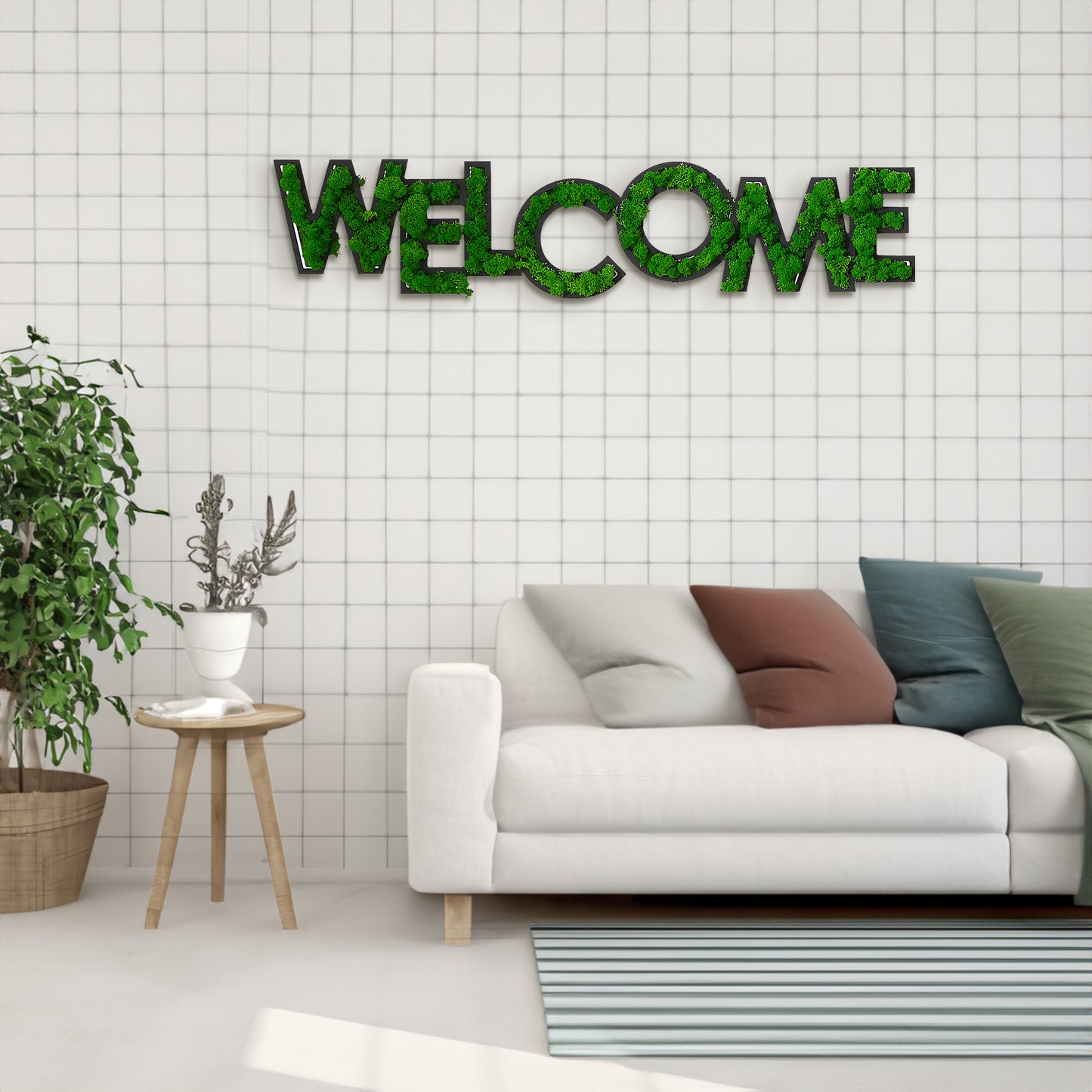 welcome letter art moss wall decor