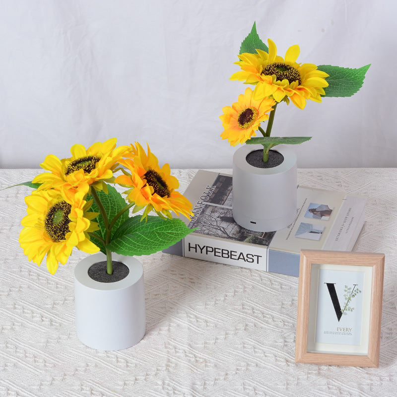 artificial tulip & sunflower table lamp – cheerful floral lighting