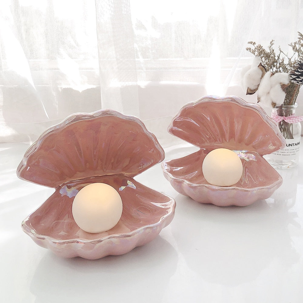 ceramic shell pearl night light, multicolors