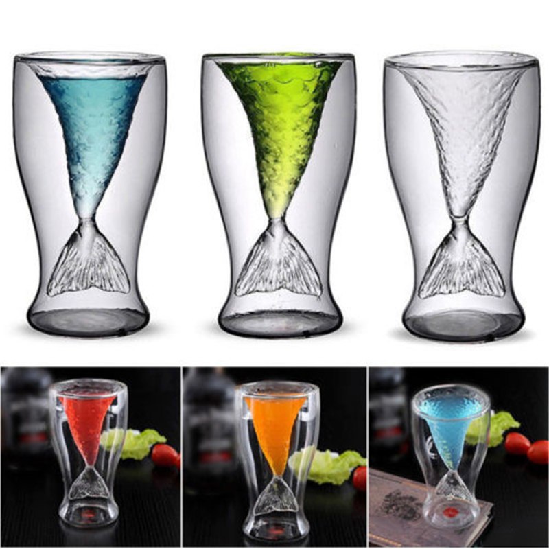 mermaid tail cup transparent glass