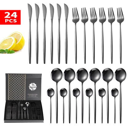 24pcs Dinnerware Set Stainless Steel Tableware Set