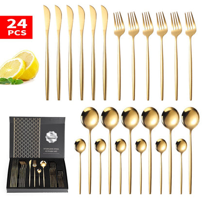 24pcs Dinnerware Set Stainless Steel Tableware Set