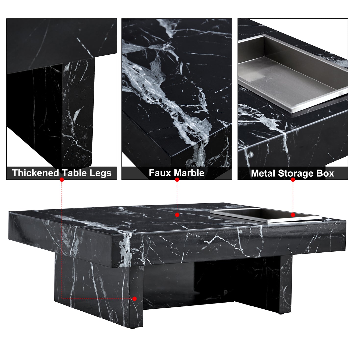 marble coffee table, black/whitepattern