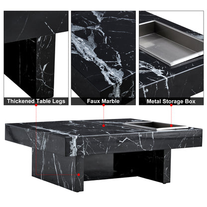 Marble Coffee Table, Black/WhitePattern