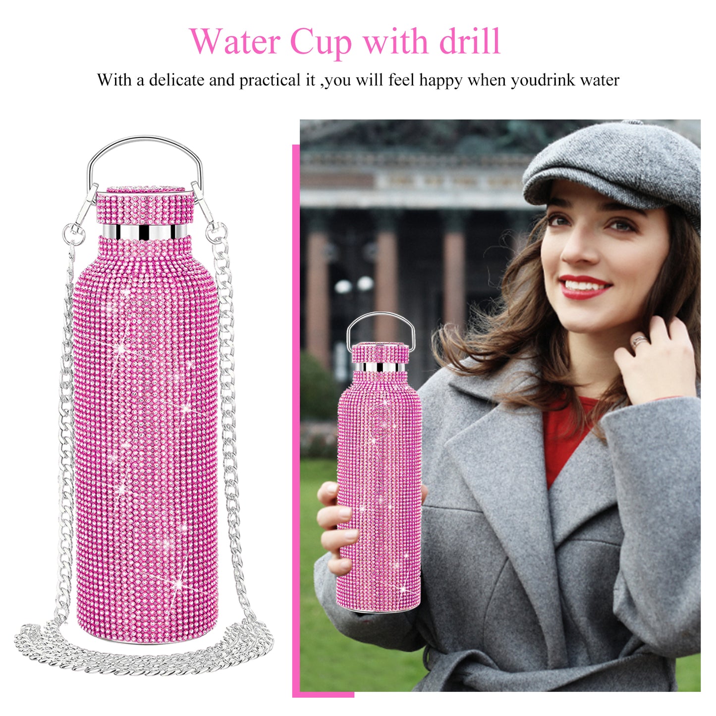 diamond-encrusted thermos water cup