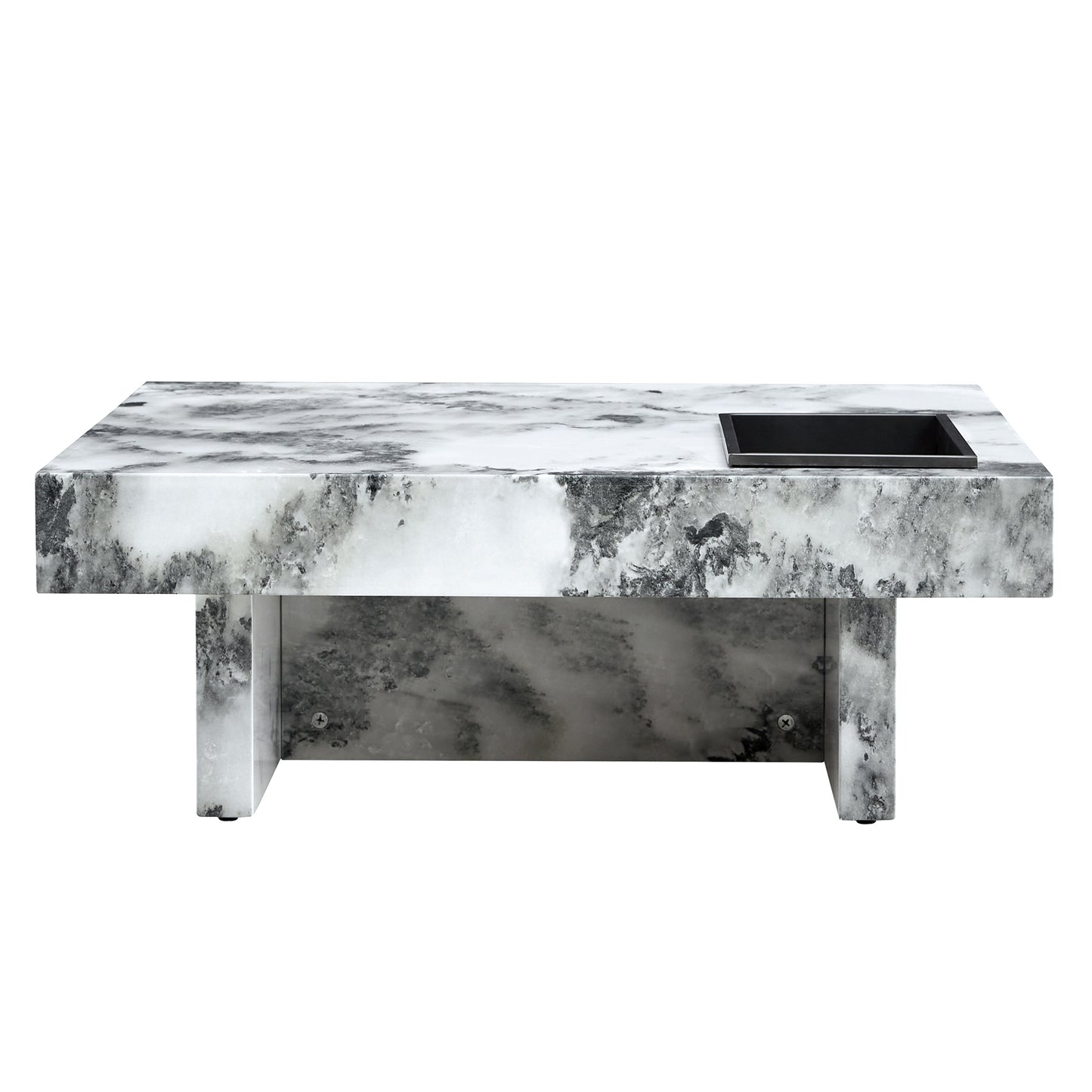 marble coffee table, white/black pattern