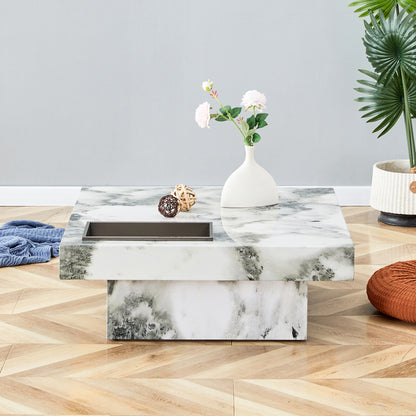 Marble Coffee Table, White/Black Pattern