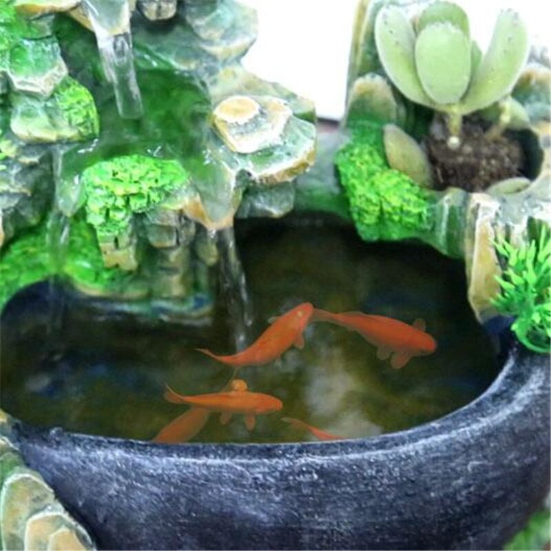 feng shui flowing waterfall fountain with color changing led lights spray