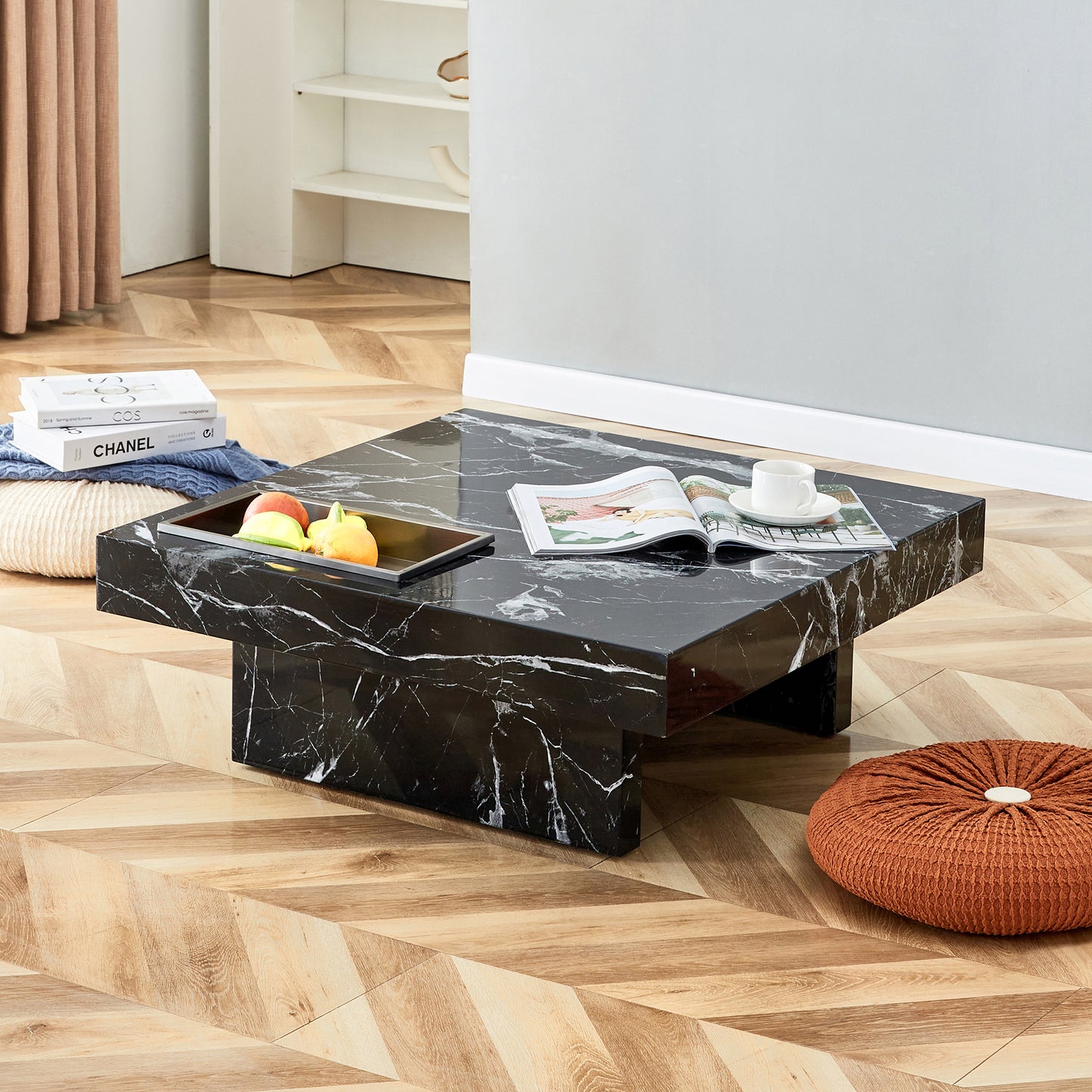marble coffee table, black/whitepattern