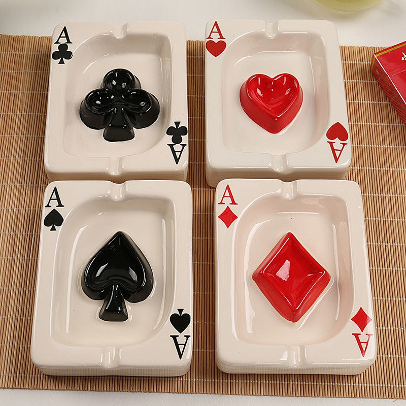 poker ceramic ashtray