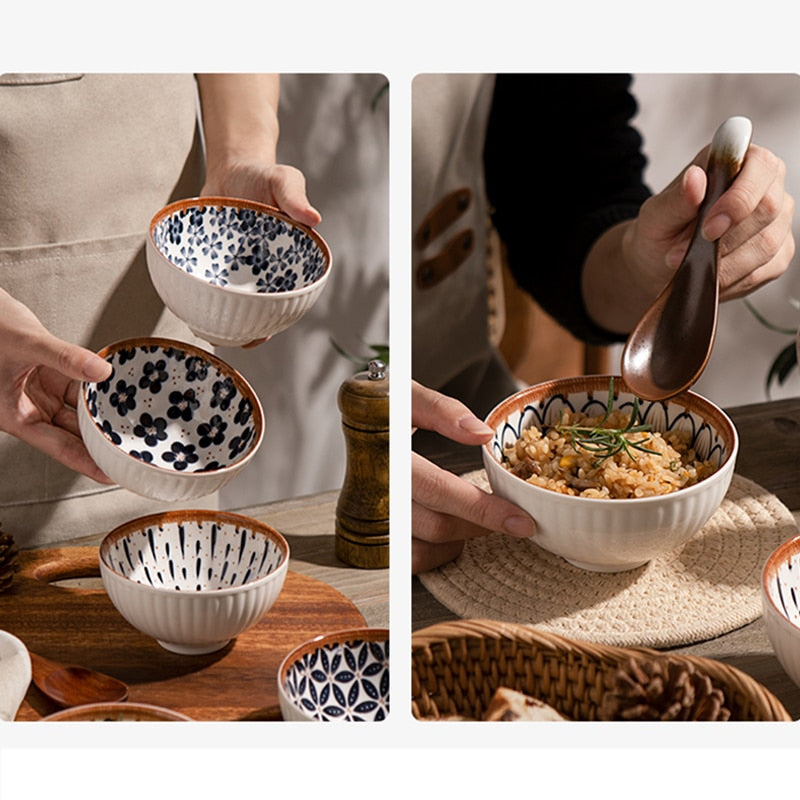 gift box japanese ceramic cereal rice bowls set of 6