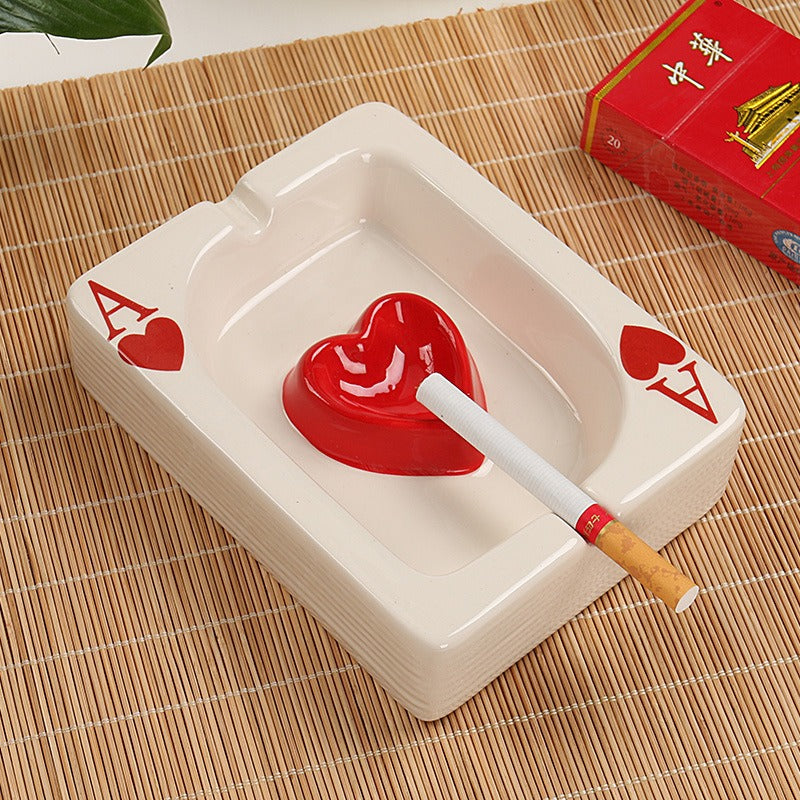 poker ceramic ashtray