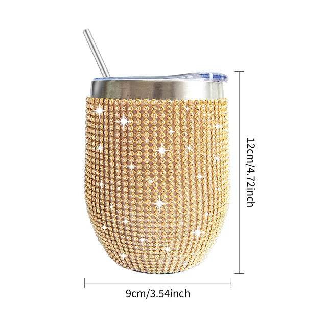 diamond wine tumbler with sealed lid