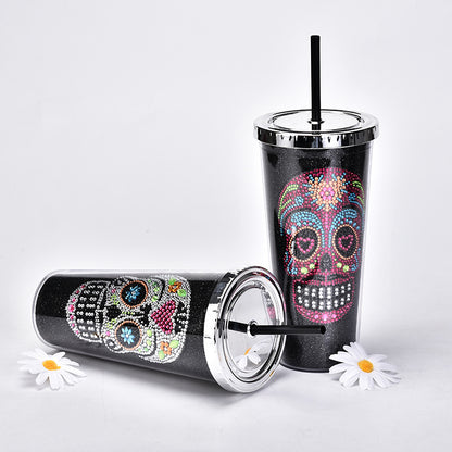 Double Diamond Creative Skull Water Cup – Bold Gothic Drinkware