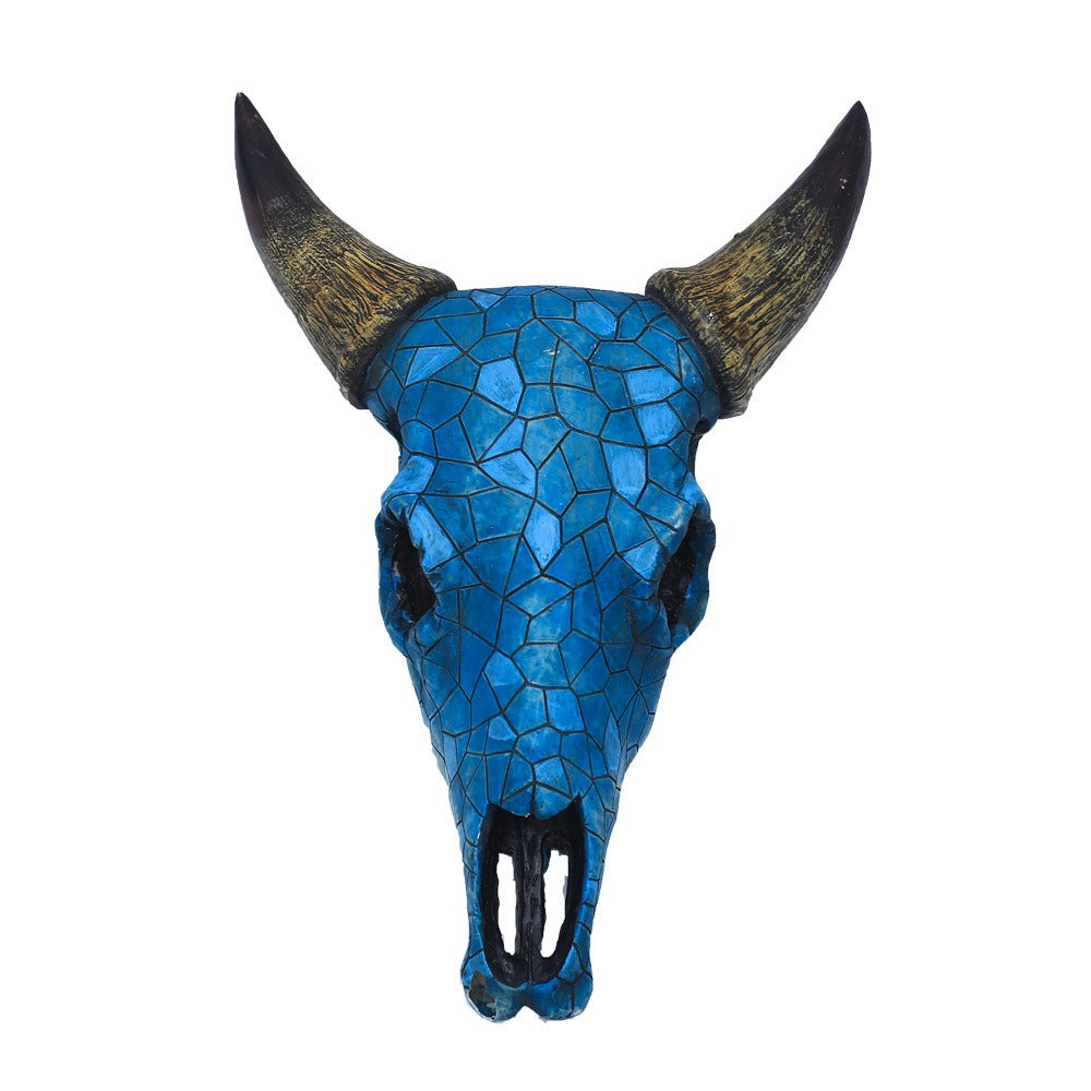pointed cow head bone wall ornament