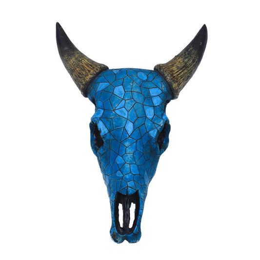 pointed cow head bone wall ornament