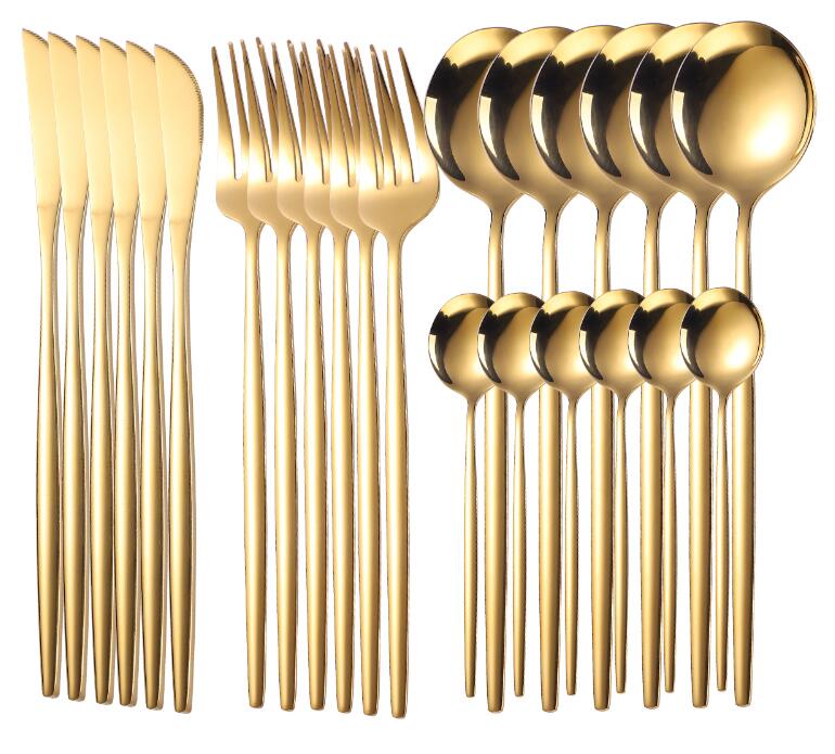 24pcs gold dinnerware set stainless steel gift box