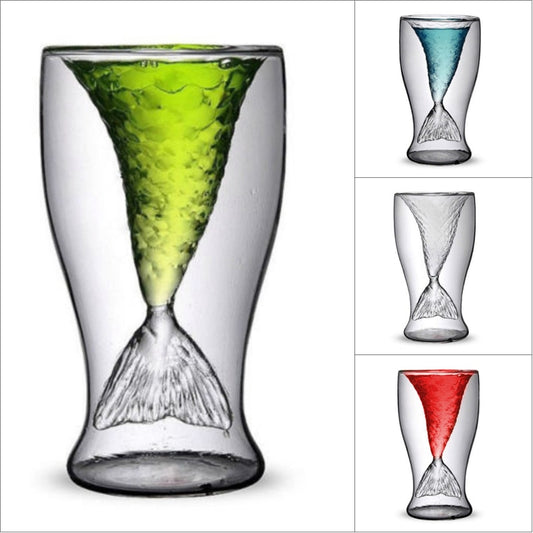 Mermaid Tail Transparent Glass Cup – Whimsical Artisan Drinkware