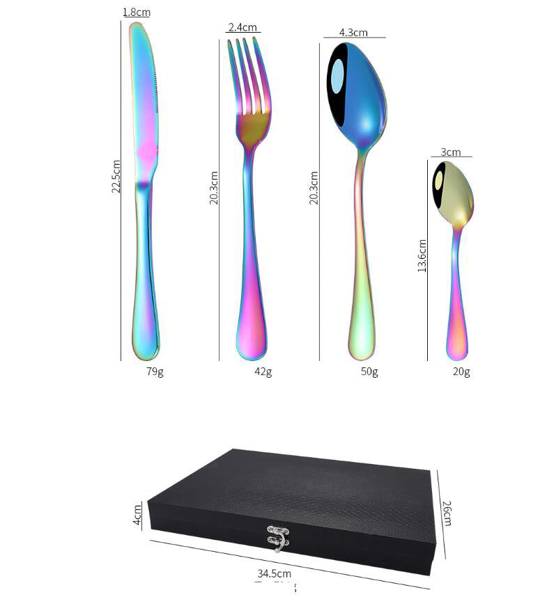 24pcs tableware flatware set non-fading cutlery sets 18/10 stainless steel  box