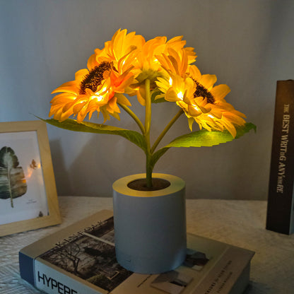 Artificial Tulip & Sunflower Table Lamp – Cheerful Floral Lighting