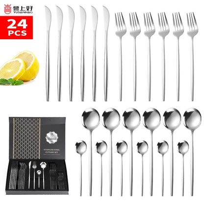 24pcs Dinnerware Set Stainless Steel Tableware Set