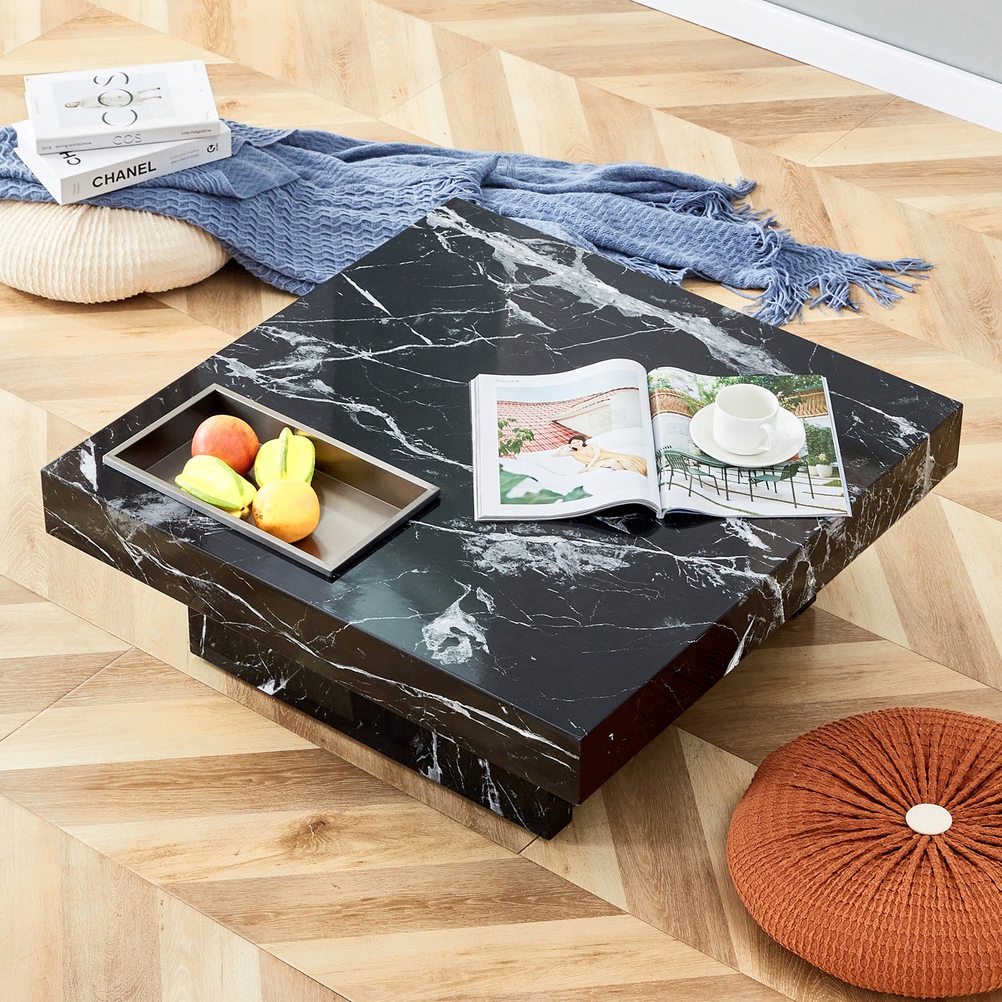 marble coffee table, black/whitepattern
