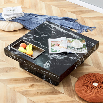 Marble Coffee Table, Black/WhitePattern