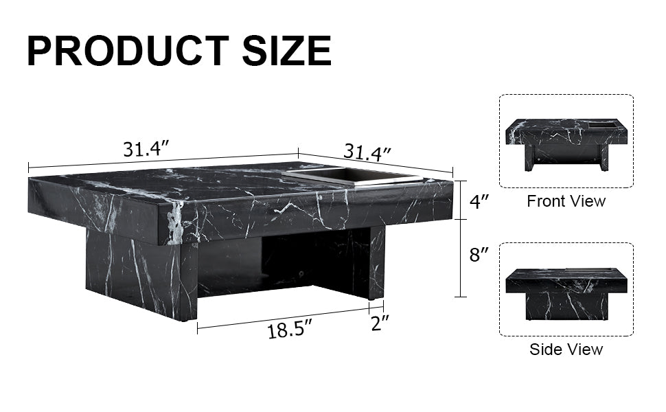 marble coffee table, black/whitepattern