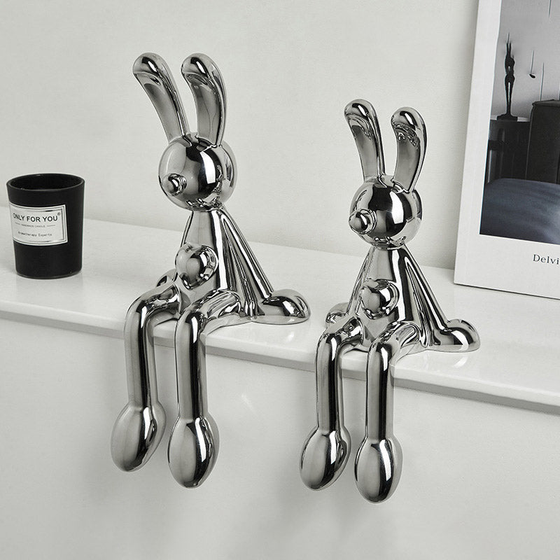 light luxury electroplated silver plated rabbit decoration