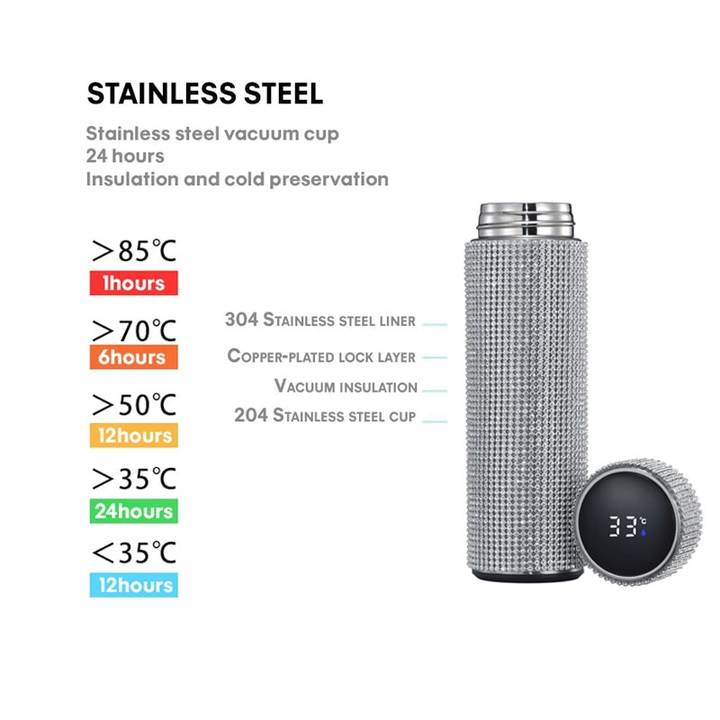 smart diamond thermos water bottle