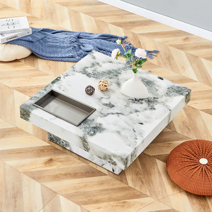 Marble Coffee Table, White/Black Pattern