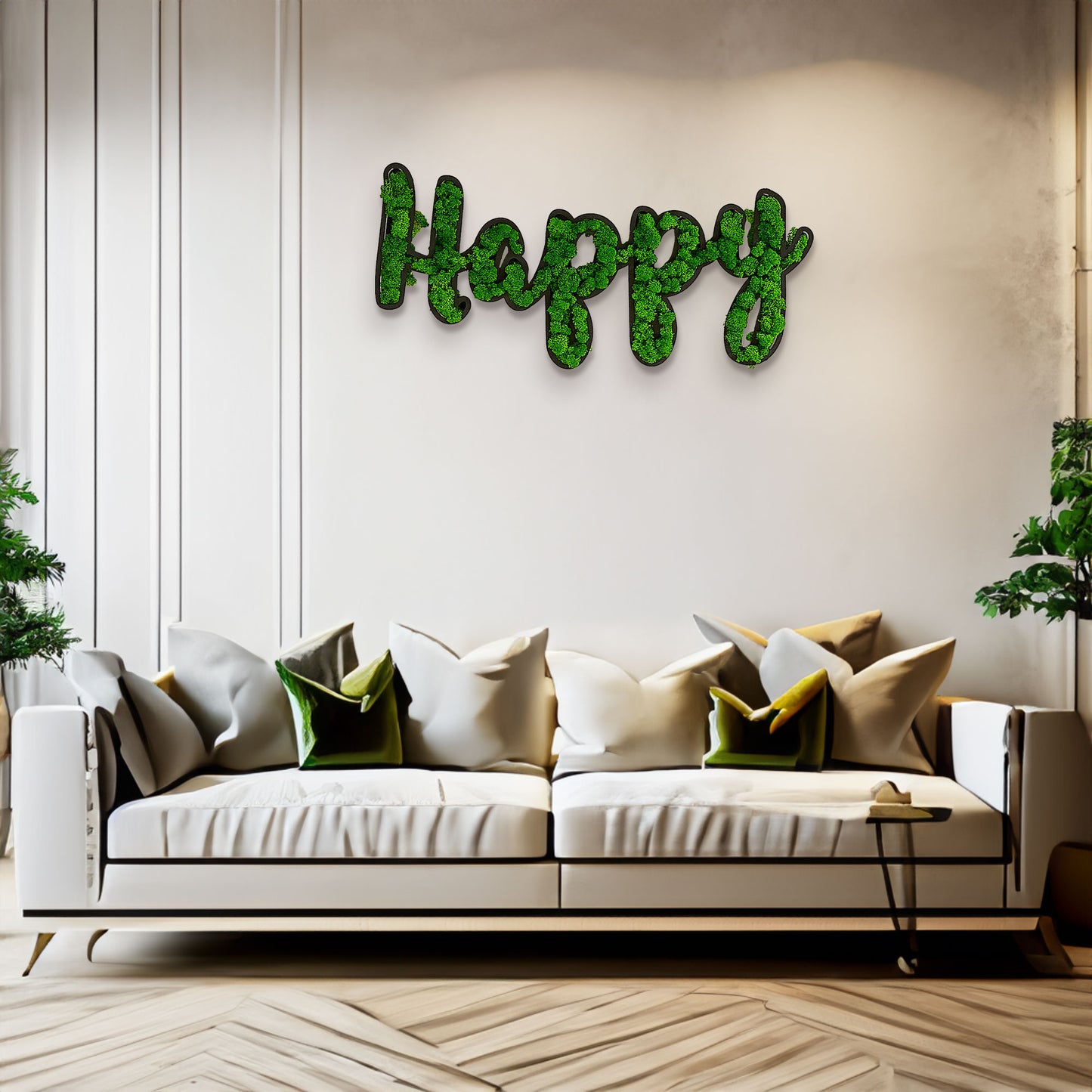 happy letter art moss wall decor