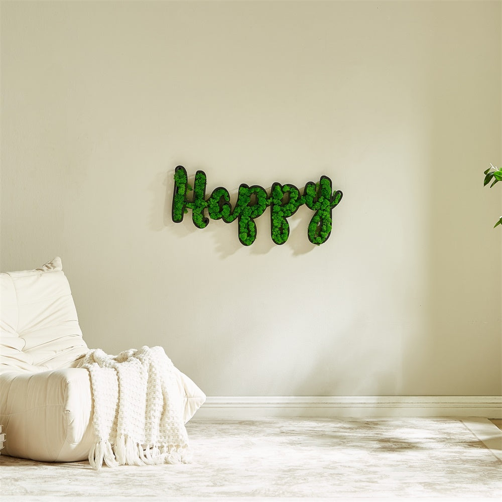 happy letter art moss wall decor
