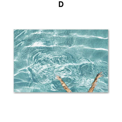 Coconut Tree Palm leafs Bus Sea Landscape Wall Art Canvas Painting