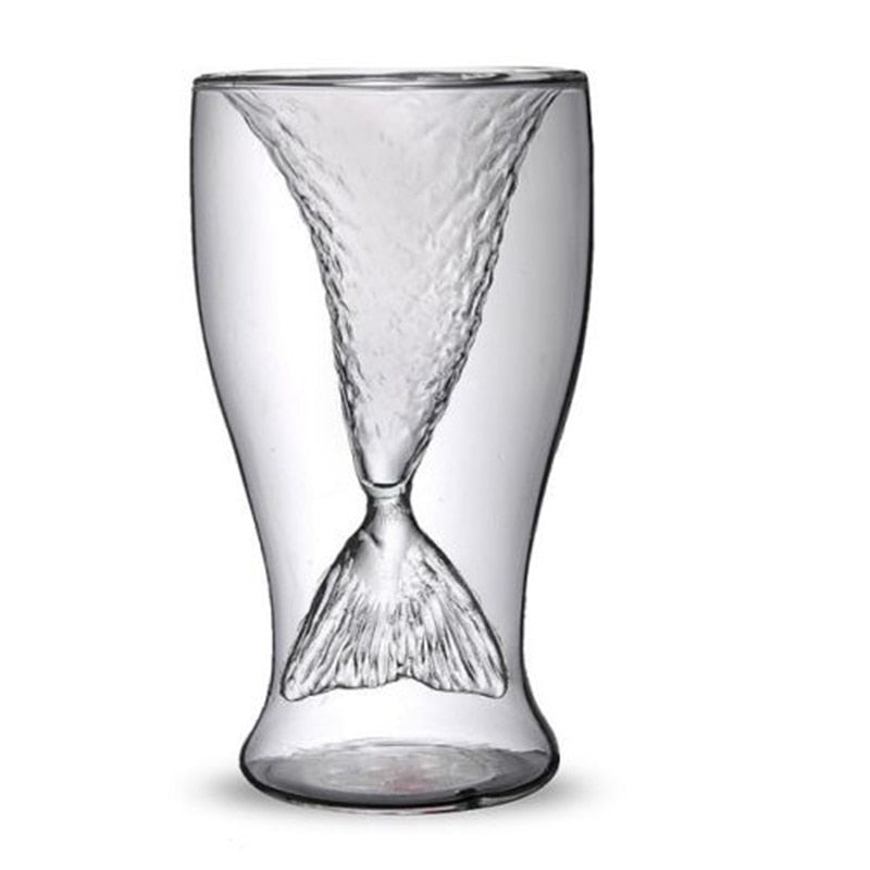 mermaid tail cup transparent glass