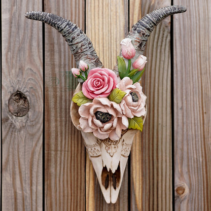 Simulated flower sheep head wall hanging ornament